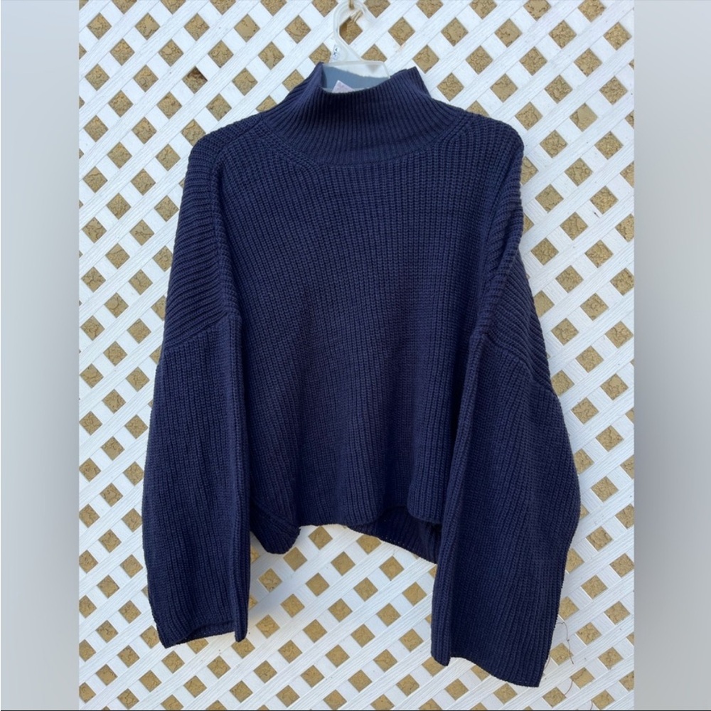 TopShop Cropped knit Sweater Crew Neck Boxy Loose Pullover wide sleeve 8-10